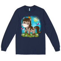 Navy little cute horse Long Sleeve Tee - NancyCooperArtShop