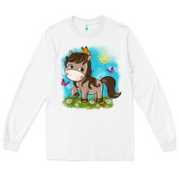 White little cute horse Long Sleeve Tee - NancyCooperArtShop