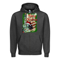 Charcoal Heather merry christmas  statue of liberty Zipper Hoodie - BarkalooDesign
