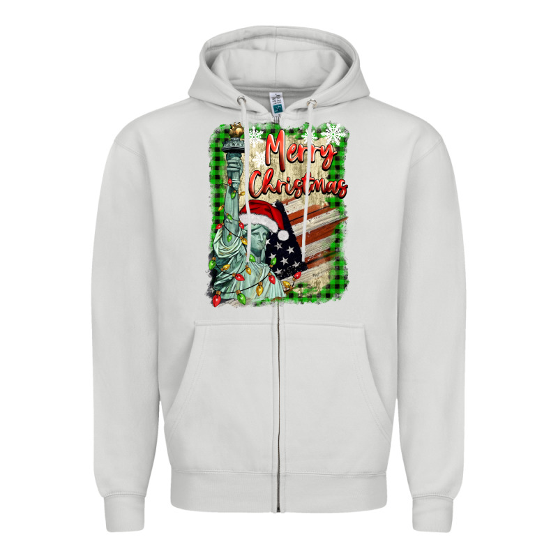 Merry Christmas  Statue Of Liberty Zipper Hoodie by BarkalooDesign | Teevron