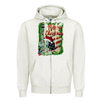 Oatmeal Heather merry christmas  statue of liberty Zipper Hoodie - BarkalooDesign