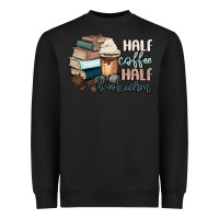 Black half coffee half bookworm Heavyweight Sweatshirt - MaliasSmallBusiness