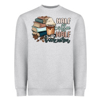 Heather Grey half coffee half bookworm Heavyweight Sweatshirt - MaliasSmallBusiness