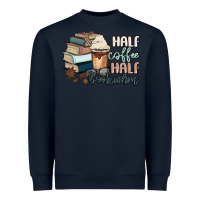 Navy half coffee half bookworm Heavyweight Sweatshirt - MaliasSmallBusiness