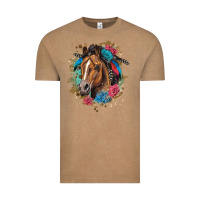 Vintage Coffee quarter horse floral Vintage Tee - LillyAllenDesigns