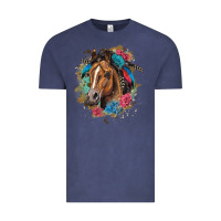Vintage Denim quarter horse floral Vintage Tee - LillyAllenDesigns