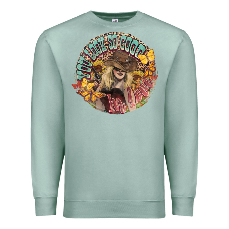 You Look So Good In Love Western Cowgirl Premium Sweatshirt by HowdyJamesFarm | Teevron