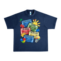 Navy autism cassette tapes Urban Heavy Tee - MaliasSmallBusiness