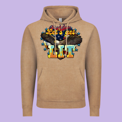 Lets Get Lit America Eagle Vintage Hoodie Designed By Nancycooperartshop