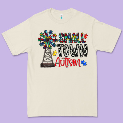 Small Town Autism Premium Tee Designed By Cowhidedigitalart