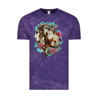 Cloud Purple mustang horse with floral background Vintage Tee - LillyAllenDesigns