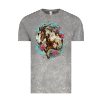 Cloud Rock mustang horse with floral background Vintage Tee - LillyAllenDesigns