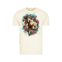 Vintage Arctic mustang horse with floral background Vintage Tee - LillyAllenDesigns