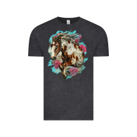 Mustang Horse With Floral Background Vintage Tee | Teevron