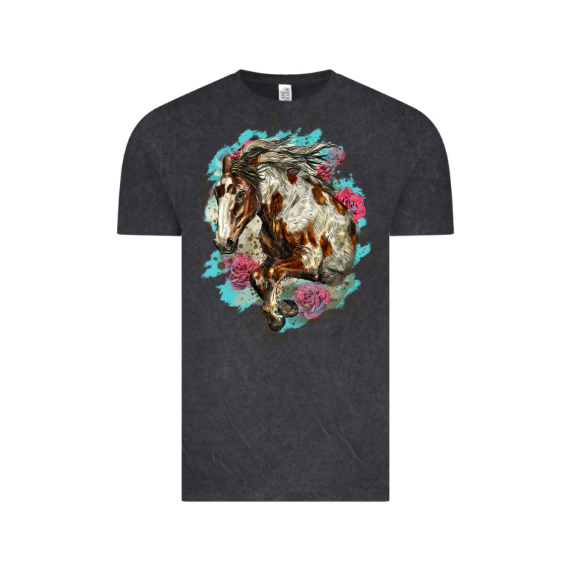 Mustang Horse With Floral Background Vintage Tee by LillyAllenDesigns | Teevron