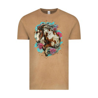 Vintage Camel mustang horse with floral background Vintage Tee - LillyAllenDesigns