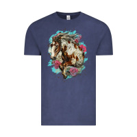 Vintage Denim mustang horse with floral background Vintage Tee - LillyAllenDesigns