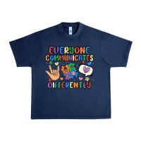 Navy everyone communicates differently Urban Heavy Tee - MaliasSmallBusiness