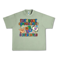 Oil Green everyone communicates differently Urban Heavy Tee - MaliasSmallBusiness