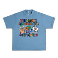 Pebble Blue everyone communicates differently Urban Heavy Tee - MaliasSmallBusiness