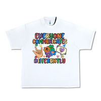 White everyone communicates differently Urban Heavy Tee - MaliasSmallBusiness
