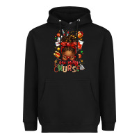 Black one merry nurse afro messy bun Heavyweight Hoodie - texasbilliewilder