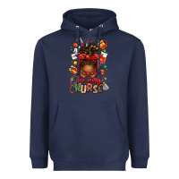 Navy one merry nurse afro messy bun Heavyweight Hoodie - texasbilliewilder