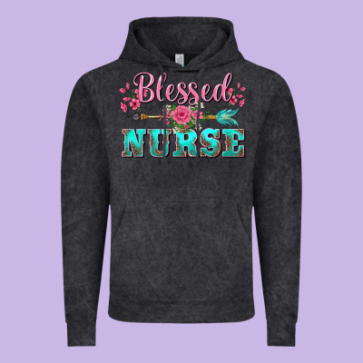 Western Blessed Nurse Pink Floral Arrow Vintage Hoodie Designed By Barkaloodesign