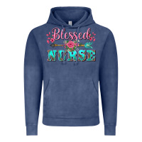 Vintage Denim western blessed nurse pink floral arrow Vintage Hoodie - BarkalooDesign