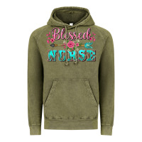 Vintage Olive western blessed nurse pink floral arrow Vintage Hoodie - BarkalooDesign
