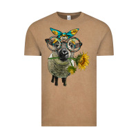 Vintage Coffee cute hempshire sheep with eyeglasses Vintage Tee - LillyAllenDesigns