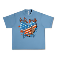 Pebble Blue faith family freedom Urban Heavy Tee - MaliasSmallBusiness