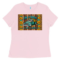 Bubblegum Pink life is better in the country skinny metal can holder Ladies Tee - HRA Design Shop