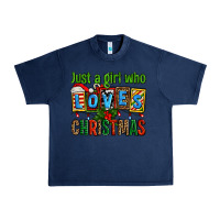 Navy just a girl who loves christmas Urban Heavy Tee - AdoDesignShop