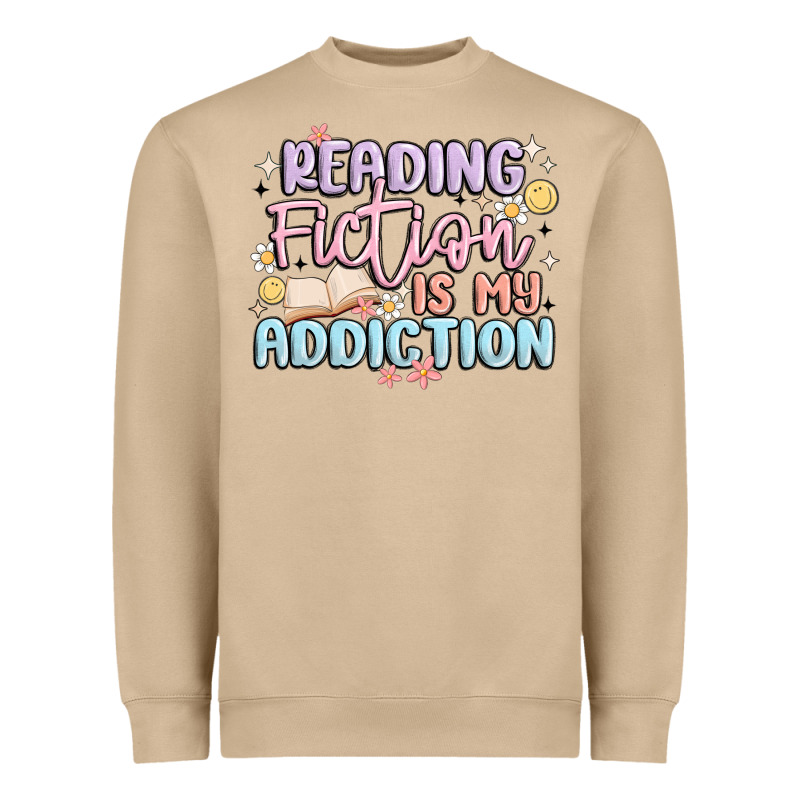Reading Fiction Is My Addiction Heavyweight Sweatshirt by MaliasSmallBusiness | Teevron