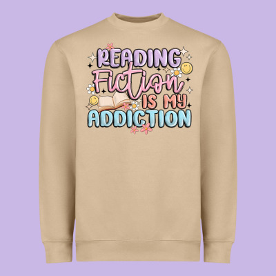Reading Fiction Is My Addiction Heavyweight Sweatshirt Designed By Maliassmallbusiness