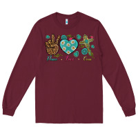 Burgundy peace love cross Long Sleeve Tee - NancyCooperArtShop
