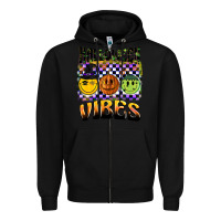 Black halloween vibes smiley face Zipper Hoodie - BarkalooDesign