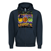 Navy halloween vibes smiley face Zipper Hoodie - BarkalooDesign