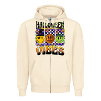 Sandshell halloween vibes smiley face Zipper Hoodie - BarkalooDesign