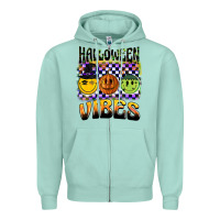 Seafoam halloween vibes smiley face Zipper Hoodie - BarkalooDesign