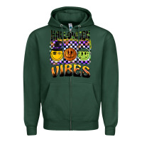 Sports Green halloween vibes smiley face Zipper Hoodie - BarkalooDesign