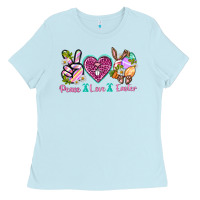 Baby Blue Peace Love Easter Ladies Tee - Neo Western