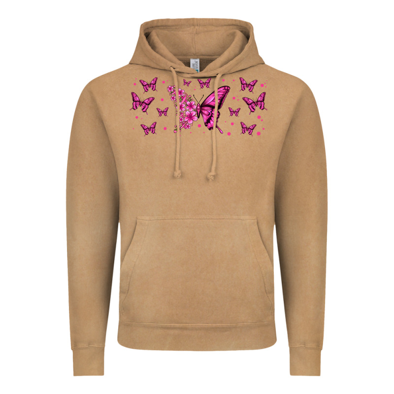 Floral Breast Cancer Butterfly Vintage Hoodie by Jasminsmagicworld | Teevron