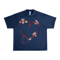 Navy custom heart stethoscope Urban Heavy Tee - MaliasSmallBusiness