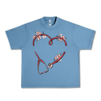 Pebble Blue custom heart stethoscope Urban Heavy Tee - MaliasSmallBusiness