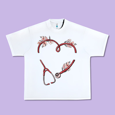 Custom Heart Stethoscope Urban Heavy Tee Designed By Maliassmallbusiness