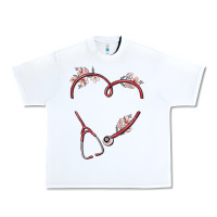 White custom heart stethoscope Urban Heavy Tee - MaliasSmallBusiness