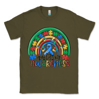 Army Green autism awareness rainbow Classic Tee - MaliasSmallBusiness