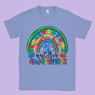 Autism Awareness Rainbow Classic Tee Designed By Maliassmallbusiness